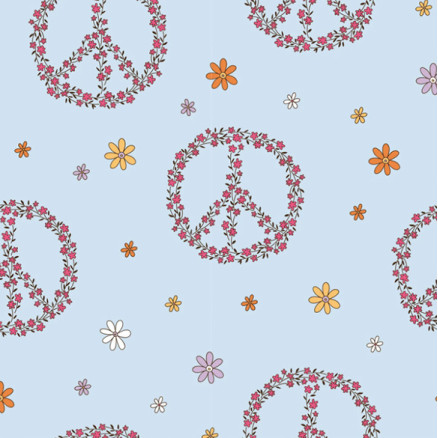 Baumwolle Jersey Druck Stoff 150cm 002 Peace Sign - 50cm von Balsløw