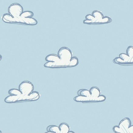 Baumwollpopeline Wolken 150cm 040 - 50 cm von Balsløw