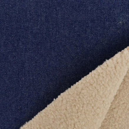 Denim-Stoff mit Fell 150cm 008 - Dunkelblau von Balsløw