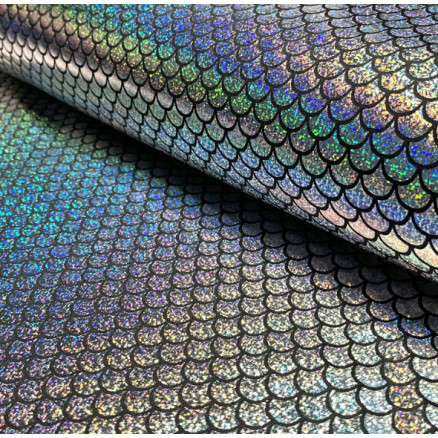 Polyester Jersey mit Folienprint Stoff 150cm 70 Silber - 50cm von Balsløw