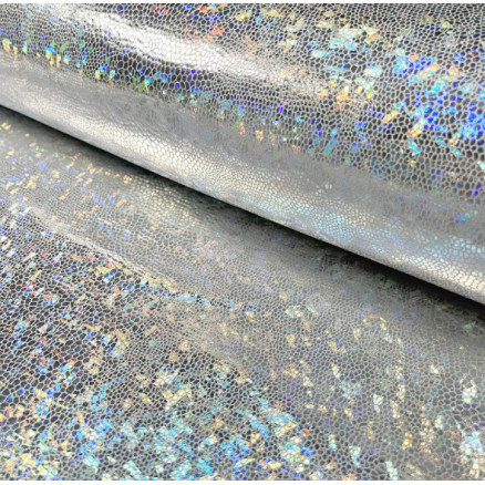 Polyester Jersey mit Folienprint Stoff 150cm 70 Silber - 50cm von Balsløw