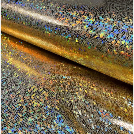Polyester Jersey mit Folienprint Stoff 150cm 80 Gold - 50cm von Balsløw