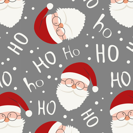 Sweatshirt-Stoff 150cm 764 - Grau mit Weihnachtsmann von Balsløw