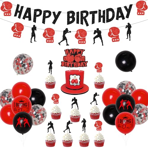 Boxspiel Party Dekorationen - Kampf Sport Thema Geburtstag Wrestling Supplies für Jungen Männer - Gym Boxen Banner, Cake Topper, Gold Cup Folienballons Boxspiel Party Dekorationen - Kampf Sport Thema Geburtstag Wrestling Supplies für Jungen Männer - Gym Boxen Banner, Cake Topper, Gold Cup Folienballons von Balterever