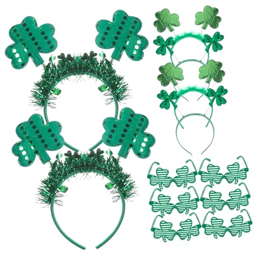 Baluue 1 Satz Brillen-Stirnband-Set Farbe Brille Stirnband Urlaubsbrillen-Requisite Kleeblatt-Brille st. Partygeschenke zum Patrick's Day Partyzubehör Stoff Grün von Baluue