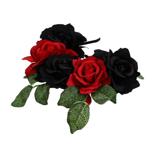 Baluue 1 Stück Rosen-Haarschmuck Fälschung Simulationsblumenkopfschmuck Und Stirnbandfest Kronen Party Haarband Blume Haarband Kranz Haarschmuck für Halloween Stoff Black von Baluue