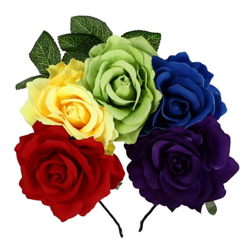 Baluue 1 Stück Rosen-haarschmuck Kopfschmuck Aus Rosenblüten Halloween-rosen-haarreifen Blumen Für Frauen Haarreferenz Stirnband Mit Roten Rosen Haarzubehör Colorful Stoff von Baluue