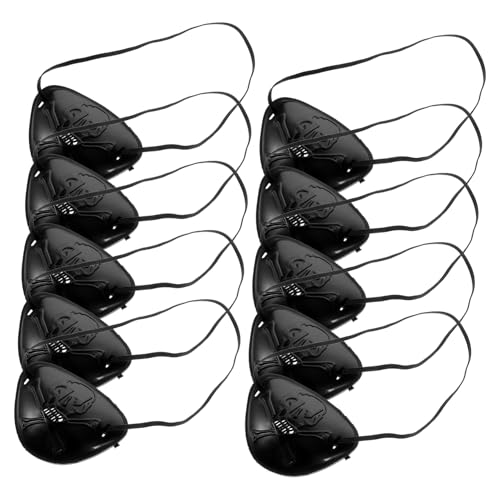 Baluue 10 Stück Teiliges Piraten-augenklappen Schwarzem Kunststoff mit Totenkopf-motiv Verstellbare Piraten-maske für Halloween und Piratenkostüm-accessoires Leichtes und Komfortables von Baluue