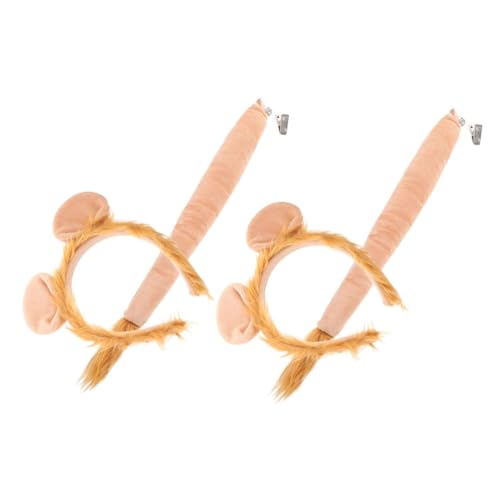Baluue 2 Sätze Stirnband- -set Ohren Löwenmähne Ups Tiere Plüsch Kostüm Party-requisite Auffälliger Kopfschmuck Partyversorgung Stoff Orange von Baluue