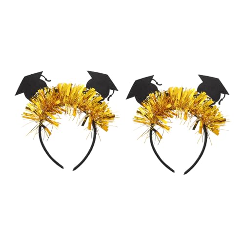 Baluue 2 Stück Digitaler Kopf Hoop Glitzer-stirnbänder Für Den Abschluss Dekorationen Bands Haarband Abschlusskappe Mit Stirnband Graduierung Haarschmuck Grüßer Schwarz von Baluue