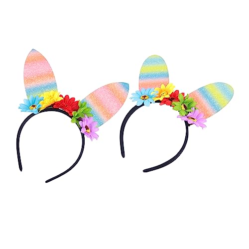 Baluue 2 Stück Hasenohr Stirnband Haarband Haarzubehör Kinderhaar Haarschmuck Für Osterohr-haarreifen Ostern Requisiten Ostern Haarschmuck Haarparty Haare Zu Ostern Bunt Stoff von Baluue