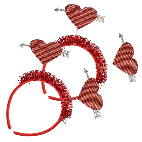 Baluue 2 Stück Liebe Arrow Hoop Band Zubehör Junggesellin Party Braut Breit Bogen Dusche Tragen Mädchen Paare Seide Weibliche Parteikopfdekoration Herz Hochzeit Ihn Boas Filzstoff Rot von Baluue