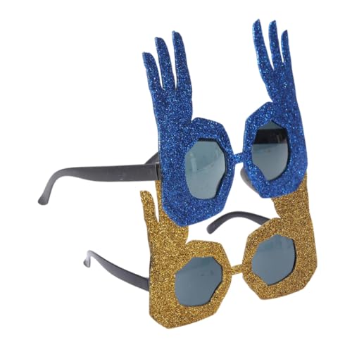 Baluue 2 Stück Ok Handförmige Partybrille in Gold und Blau PVC Glitzer Scherzbrille für Erwachsene Karneval Halloween Fasching Kostüm Zubehör Baluue 2 Stück Ok Handförmige Partybrille in Gold und Blau PVC Glitzer Scherzbrille für Erwachsene Karneval Halloween Fasching Kostüm Zubehör von Baluue
