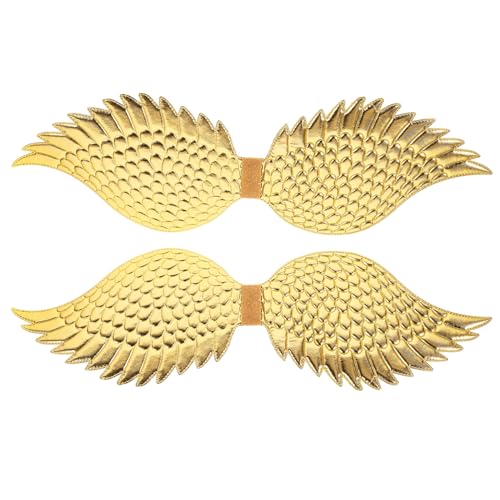 Baluue 2 Stück Teiliges Goldene Engelsflügel Cosplay Flügel Requisiten Leicht mit Elastischem Band für Mädchen Party Halloween Bühnenauftritt Fotorequisite von Baluue