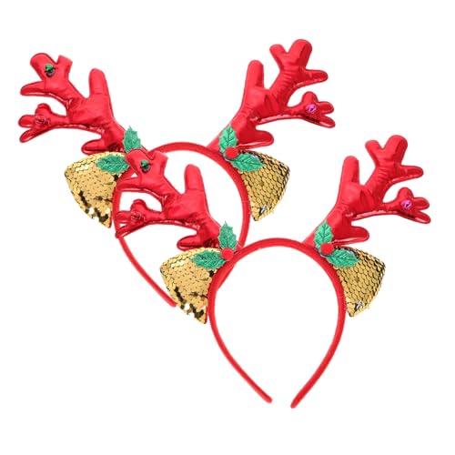 Baluue 2 Stück Weihnachts Rentier Geweih Stirnband Leichtes Bequemes Haarband mit Niedlichen Leuchtenden Hirschohren Festlicher Haarschmuck für Party Tanz Familienfeier von Baluue