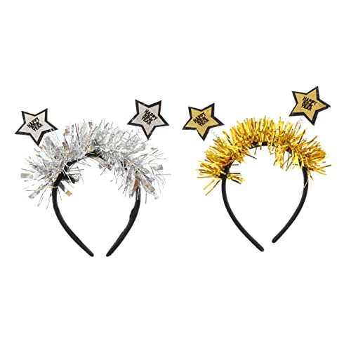 Baluue 2 Stück weihnachtsstern stirnband Weihnachten Zubehör Glitzer-Stirnband Haarschmuck für Party Erwachsene weihnachtsstern kopfschmuck Weihnachtshaarband Latte-Kunst Silber von Baluue