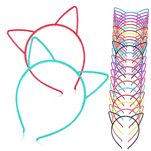 Baluue 24 Stück Katzenohren Haarreif Teilig in Farben für Damen und Teenager Partys Cosplay Karneval und Alltagsdekor mit Elegantem Design und Sicherem von Baluue