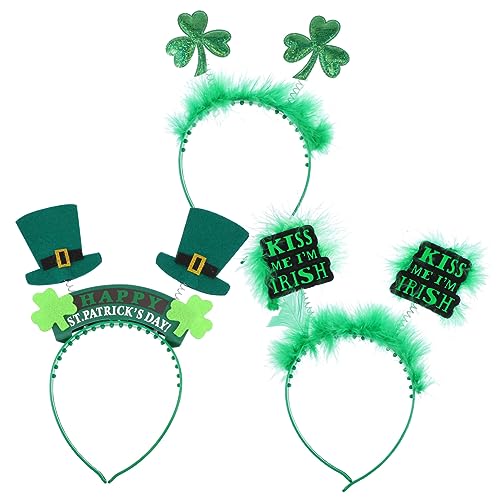 Baluue 3 Stück Stirnband Mädchen Mini-haarbänder Haardekoration Festival-stirnbänder Bands Party Stirnbänder Aus Vliesstoff St. Patrick's Day Haarband Plastik von Baluue