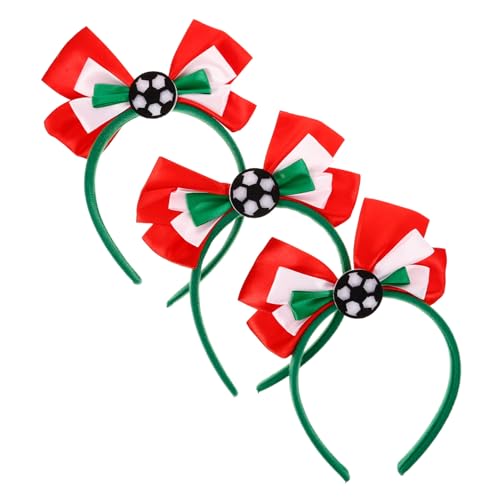 Baluue 3 Stück Teiliges Fußball Stirnband mit Grün Weiß Roter Schmetterlingsknoten Sportliches Haarband für Damen und Mädchen Accessoire für Fußballpartys und Fan Events von Baluue