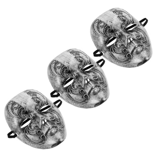 Baluue 3 Stück Teiliges Vintage Venezianisches Herren Karneval Ball Headgear aus Silber für Halloween Kostüm Party von Baluue