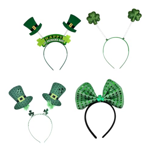 Baluue 4 Stück Stirnband-set Tag Dekoration Kostüm Haarband Kobold Breit Bands Party-haarreifen Saint Patricks Day Stirnband St. Patrick's Day Kopfschmuck Bowknot -stirnband Tuch Grün von Baluue