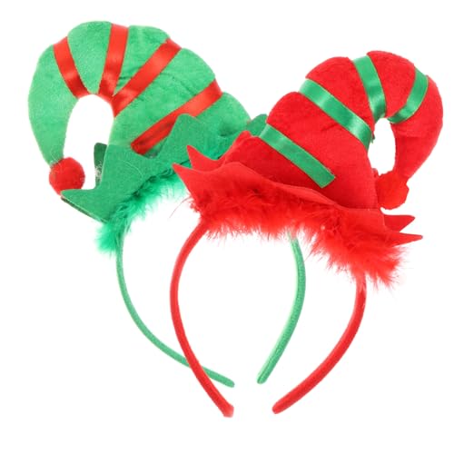 Baluue 4 Stück Teiliges Weihnachts Haarreif Haarschmuck Feen Hut Design Rot Grün Weihnachtlich Festlich Partyzubehör für Mädchen und Familie von Baluue