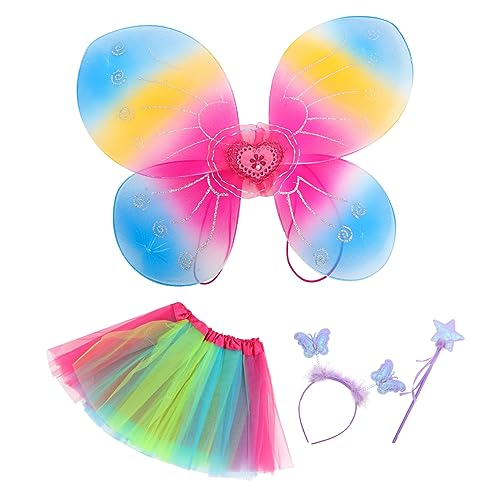 Baluue Buntes Schmetterlingskostüm Set für Mädchen mit Tüll Tutu Rock Bequemer Detailreiche Verarbeitung für Halloween Karneval Geburtstagsfeiern und Cosplay Auftritte von Baluue