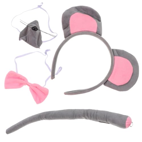 Baluue Cosplay Maus Kostüm mit Mausohren Stirnband Nasenclip und Fliege Bequemes Party Zubehör für Mädchen Halloween Karneval Fasching und Tier Kostüme von Baluue