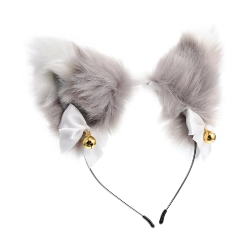 Baluue Elegantes Haarband mit Katzenohren Weiches Plüsch-haarband Goldene Glocken für Halloween-partys von Baluue