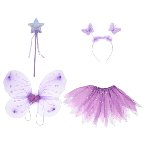 Baluue Feenkostüm mit Schmetterlingsflügeln und Tüllrock Performance Kleid für Mädchen Geeignet für Geburtstag Tanz Fasching Halloween und Bühnenauftritte von Baluue
