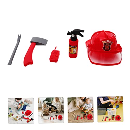 Baluue Feuerwehrkostüm Teilig Feuerwehrmann Zubehör Rollenspiel Kostüm mit Helm und Werkzeug für Jungen und Mädchen Karneval Fasching Indoor von Baluue