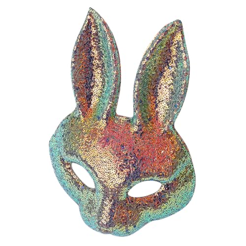 Baluue Glänzende Hasen-maske mit Pailletten Halbgesichts-kaninchenmaske für Halloween Osterkostüm Karneval Cosplay-partys Niedliche Tier-maske für Damen und Herren von Baluue