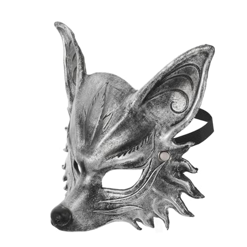 Baluue Halloween Fuchs Halbgesichtsmaske Pu-schaum Silber Realistische Tiermaske für Damen und Herren Atmungsaktiv Vielseitig für Cosplay Maskenball Karneval und Halloween-partys von Baluue