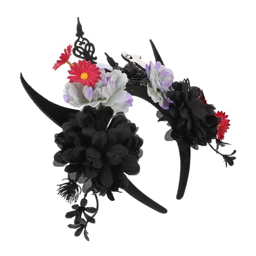Baluue Halloween Haarreif Teufelshörner mit Blume Wiederverwendbares Weiches Material Bequemes Damen Kostümzubehör für Party Karneval Maskerade und Verkleidungen von Baluue
