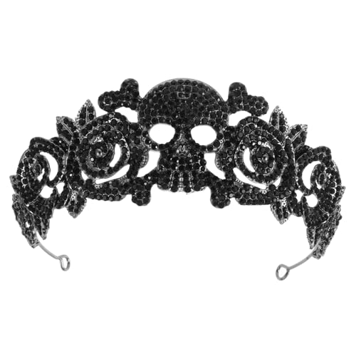 Baluue Halloween Haarschmuck Damen Krone mit Schädel und Rosen Modisches Party Diadem Festliche Kopfbedeckung für Kostüm Karneval Cosplay Elegantes Schmuckstück für Damen und von Baluue