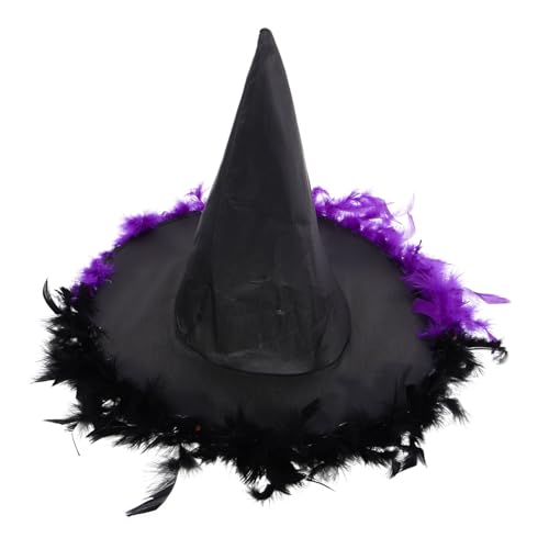 Baluue Halloween Hexenhut Damen und Falten Design Violett Schwarz Vielseitiger Zauberer und Hexenhut für Karneval Verstellbar Auffälliges Halloween Kostüm Zubehör von Baluue