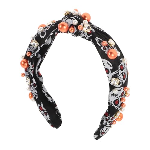 Baluue Halloween Stirnband für Frauen mit Künstlichen Perlen und Totenkopf Stabiles Geknotetes Haarband für Halloween-partys Modischer Kopfschmuck für Damen und Mädchen von Baluue