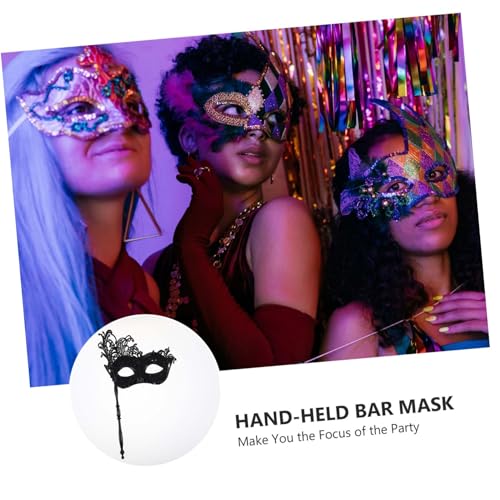 Baluue Handgehaltene Spitzen-masquerade-maske mit Stab Dekorative Damen Augenmaske für Maskenball Fasching Karneval und Barparty Komfortabel Vielseitig Einsetzbar Stilvolles Kostümzubehör von Baluue