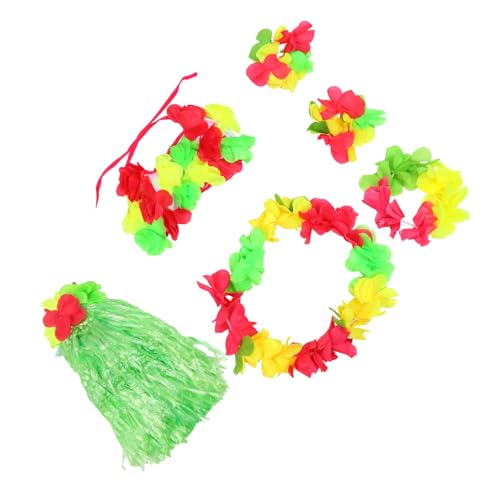 Baluue Hawaii Kostüm Set mit Elastischem Dickem Grasrock Haarband und Armband Verstellbar für Strandpartys Bühnenauftritte Festliche Anlässe und Kinderfeste von Baluue