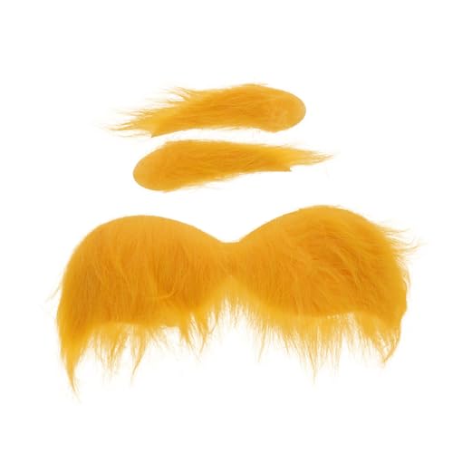 Baluue Künstliche Gelbe Augenbrauen und Schnurrbart aus Kunstfell für Halloween Party Cosplay Bühnenperformance Langlebig Passend für Kostüm und Verkleidung von Baluue