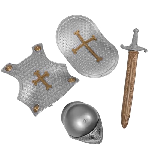 Baluue Mittelalter Kostüm mit Schild Helm und Rüstung aus Robustem Kunststoff Vintage Design Sicher und Leicht für Fantasievolles Rollenspiel Jungen Jahre von Baluue