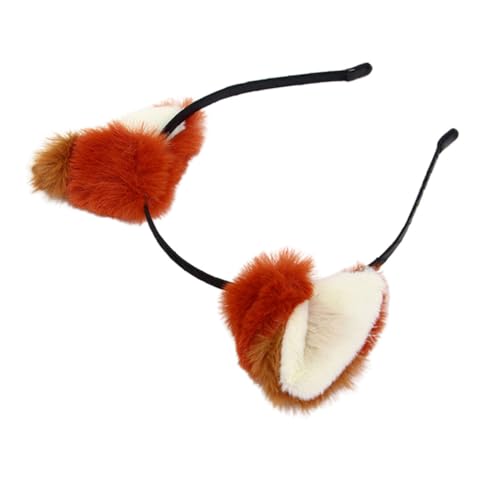Baluue Plüsch Fuchsohren Haarreif Kuscheliges Bequemes Headband mit Abnehmbaren Ohren für Halloween Cosplay und Faschingskostüme Rotbraun Handgefertigt für Damen und Mädchen von Baluue