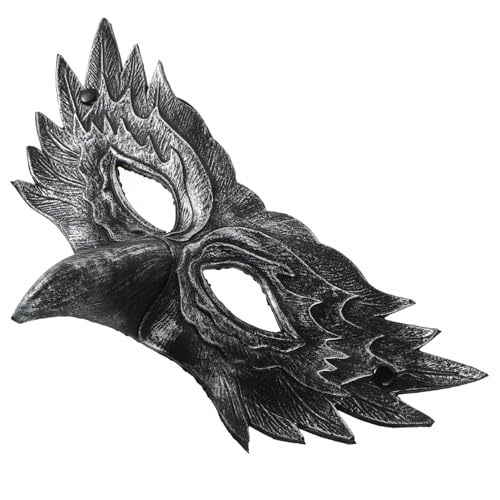 Baluue Realistische Greifvogel Maske aus Leichtem PU Elastischem Band Atmungsaktiv und Bequem für Halloween Kostüm Fasching Mottopartys und Cosplay Events Silberfarbene Tiergesichtsmaske von Baluue
