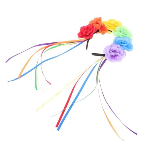 Baluue Regenbogen Pride Moon Haarband Regenbogen-Stirnbänder retro Haarblume Party Rosen Stirnband für Blumenmädchen Haarreifen für Mädchen frauen kopfschmuck Schleife von Baluue