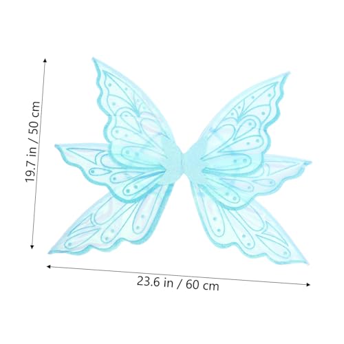 Baluue Schmetterlingsflügel Kinderkostüm Glitzernde Cosplay Flügel für Mädchen Party Dekoration Leichte Stabile Flügel in Blau mit Goldakzenten für Festliche Anlässe von Baluue