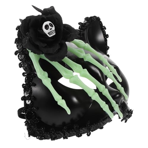 Baluue Skull-hand Halbgroße Katzenmaske aus Kunststoff für Halloween Fasching Karneval Maskenball Party Tiermaske mit Einzigartigem Blumen-design für Kostümpartys und Maskeraden von Baluue