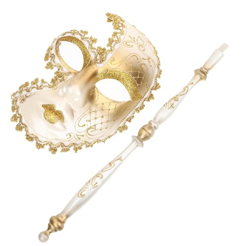 Baluue Venezianische Handmaske mit Stab Damen Maskerade Maske für Karneval Party Elegantes Design und Langlebige Verarbeitung für Festliche Kostüme von Baluue