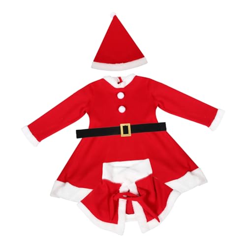 Baluue Weihnachtliches Mädchen Santa Kostüm mit Langarmkleid Passender Kapuzenjacke Gürtel und Weihnachtsmütze Festliches Partyoutfit für Weihnachten Baluue Weihnachtliches Mädchen Santa Kostüm mit Langarmkleid Passender Kapuzenjacke Gürtel und Weihnachtsmütze Festliches Partyoutfit für Weihnachten von Baluue