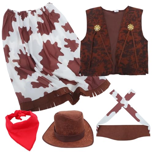 Baluue Western Cowgirl Kostüm Damen Weste Bandana Hut Atmungsaktiv Westernlook für Halloween Karneval Themen Partys Westen Cosplay Zubehör von Baluue