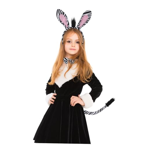Baluue Zebra Kostüm Set mit Ohr Haarreif Schleife und Leichtes Animal Ear Haarband Zubehör für Karneval Mottoparty Cosplay und Tierkostüm Events von Baluue